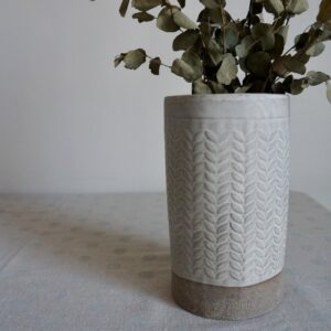 Vase empreinte végétale en grès