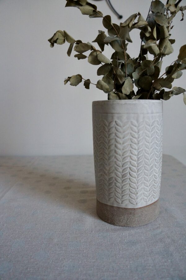 Vase empreinte végétale en grès
